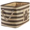 imageBone Dry Pet Storage Collection Striped Paw Patch Bin Small Round NavyBrown