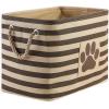 imageBone Dry Pet Storage Collection Striped Paw Patch Bin Small Round NavyBrown
