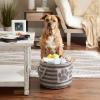 imageBone Dry Pet Storage Collection Striped Paw Patch Bin Small Round NavyGray