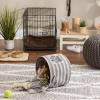 imageBone Dry Pet Storage Collection Striped Paw Patch Bin Small Round NavyGray
