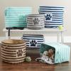 imageBone Dry Pet Storage Collection Striped Paw Patch Bin Small Round NavyGray