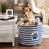 imageBone Dry Pet Storage Collection Striped Paw Patch Bin Small Round NavyNavy
