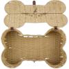 imageBone Dry Pet Storage Collection Toy Basket Medium 21x13x8quot Brown Plastic WickerBeige Plastic Wicker