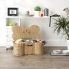 imageBone Dry Pet Storage Collection Toy Basket Medium 21x13x8quot Brown Plastic WickerBeige Plastic Wicker