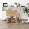 imageBone Dry Pet Storage Collection Toy Basket Medium 21x13x8quot Brown Plastic WickerStripe Plastic Wicker