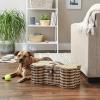 imageBone Dry Pet Storage Collection Toy Basket Medium 21x13x8quot Brown Plastic WickerStripe Plastic Wicker