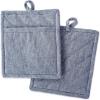 imageDII 100 Cotton Solid Chambray Kitchen Set Oven Mitts Blue 2 PieceBlue