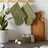 imageDII Basic Terry Collection 100 Cotton Quilted Oven Mitt Aqua 2 PieceAntique Green