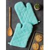 imageDII Basic Terry Collection 100 Cotton Quilted Oven Mitt Aqua 2 PieceAqua