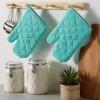 imageDII Basic Terry Collection 100 Cotton Quilted Oven Mitt Aqua 2 PieceAqua
