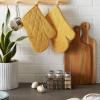 imageDII Basic Terry Collection 100 Cotton Quilted Oven Mitt Aqua 2 PieceHoney Gold
