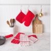 imageDII Basic Terry Collection 100 Cotton Quilted Oven Mitt Aqua 2 PieceRed