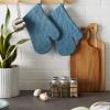 imageDII Basic Terry Collection 100 Cotton Quilted Oven Mitt Aqua 2 PieceStorm Blue