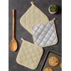 imageDII Basic Terry Collection Quilted 100 Cotton Pan Handle Black 3 PiecePebble