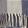 imageDII Buffalo Check Collection Rustic Farmhouse Throw Blanket with Tassles 50x60 NavyOffWhiteTri Color  French Blue
