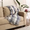 imageDII Buffalo Check Collection Rustic Farmhouse Throw Blanket with Tassles 50x60 NavyOffWhiteTri Color  French Blue