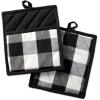 imageDII Buffalo Check Kitchen Collection Classic Farmhouse Kitchen Set Oven Mitt Gray ampamp White 2 PieceBlack  White