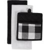 imageDII Buffalo Check Kitchen Collection Classic Farmhouse Kitchen Set Oven Mitt Gray ampamp White 2 PieceBlack  White