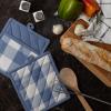 imageDII Buffalo Check Kitchen Collection Classic Farmhouse Kitchen Set Oven Mitt Gray ampamp White 2 PieceStonewash Blue
