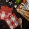 imageDII Buffalo Check Kitchen Collection Classic Farmhouse Kitchen Set Oven Mitt Gray ampamp White 2 PieceVintage Red