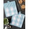imageDII Buffalo Check Kitchen Collection Classic Farmhouse Kitchen Set Oven Mitt Gray ampamp White 2 PieceWhite  Light Blue