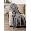 imageDII Chenille Luxury Thick Woven Throw with Fringe 50x60 CreamGray