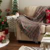 imageDII Christmas Plaid Dcor Collection Recycled Cotton Throw Size Holiday Blankets 50x60 Tartan Holly RedGreen
