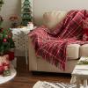 imageDII Christmas Plaid Dcor Collection Recycled Cotton Throw Size Holiday Blankets 50x60 Tartan Holly RedTartan Holly Red