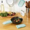 imageDII Double Strip Chef Kitchen Cooking ampamp Baking Collection Pan Handle Set 6x3 Aqua 3 PieceAqua