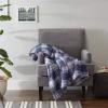 imageDII Farmhouse Plaid Collection Plush Throw 50x60 GrayFrench Blue