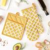 imageDII Lattice Basics Collection Kitchen Essentials Pan Handle Set Nautical Blue 3 PieceHoney Gold