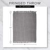 imageDII Modern Farmhouse Plaid Collection Cotton Fringe Throw Blanket 50x60 WhiteStoneWhiteAntique Green