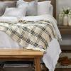 imageDII Modern Farmhouse Plaid Collection Cotton Fringe Throw Blanket 50x60 WhiteStoneWhiteBlack