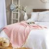 imageDII Modern Zig Zag Throw Blanket Woven Cotton HandKnotted 25quot Fringe 50x60 NaturalBlush Pink