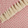 imageDII Modern Zig Zag Throw Blanket Woven Cotton HandKnotted 25quot Fringe 50x60 NaturalBlush Pink