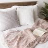 imageDII Modern Zig Zag Throw Blanket Woven Cotton HandKnotted 25quot Fringe 50x60 NaturalCinnamon