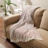 imageDII Modern Zig Zag Throw Blanket Woven Cotton HandKnotted 25quot Fringe 50x60 NaturalCinnamon