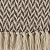 imageDII Modern Zig Zag Throw Blanket Woven Cotton HandKnotted 25quot Fringe 50x60 NaturalDark Brown