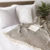 imageDII Modern Zig Zag Throw Blanket Woven Cotton HandKnotted 25quot Fringe 50x60 NaturalDark Brown