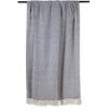 imageDII Modern Zig Zag Throw Blanket Woven Cotton HandKnotted 25quot Fringe 50x60 NaturalFrench Blue