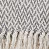 imageDII Modern Zig Zag Throw Blanket Woven Cotton HandKnotted 25quot Fringe 50x60 NaturalGray