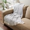 imageDII Modern Zig Zag Throw Blanket Woven Cotton HandKnotted 25quot Fringe 50x60 NaturalGray