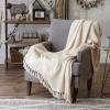 imageDII Modern Zig Zag Throw Blanket Woven Cotton HandKnotted 25quot Fringe 50x60 NaturalNatural