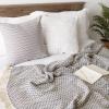 imageDII Modern Zig Zag Throw Blanket Woven Cotton HandKnotted 25quot Fringe 50x60 NaturalNautical Blue