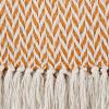 imageDII Modern Zig Zag Throw Blanket Woven Cotton HandKnotted 25quot Fringe 50x60 NaturalPumpkin Spice