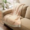 imageDII Modern Zig Zag Throw Blanket Woven Cotton HandKnotted 25quot Fringe 50x60 NaturalPumpkin Spice