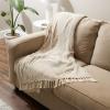 imageDII Modern Zig Zag Throw Blanket Woven Cotton HandKnotted 25quot Fringe 50x60 NaturalStone