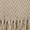 imageDII Modern Zig Zag Throw Blanket Woven Cotton HandKnotted 25quot Fringe 50x60 NaturalStone