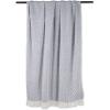 imageDII Modern Zig Zag Throw Blanket Woven Cotton HandKnotted 25quot Fringe 50x60 NaturalStonewash Blue