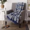 imageDII Stone Stripe Homespun Throw 50x60 with 25quot FringeNavy